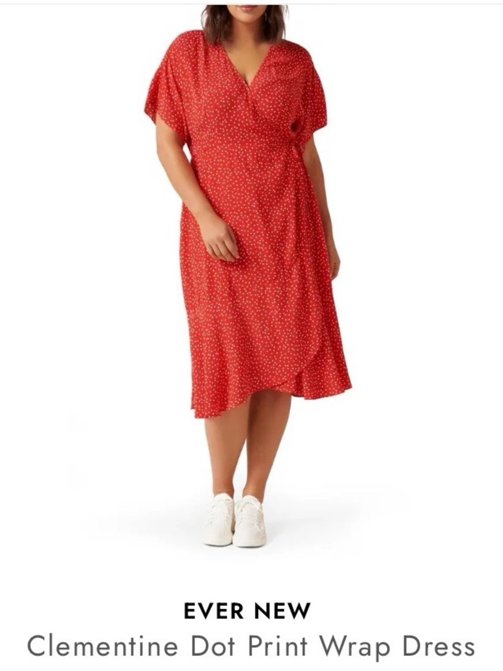 Ever New Red Polka Dot Wrap Midi Dress Plus Size 16